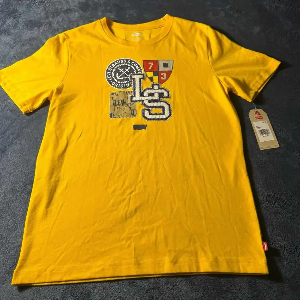 Levi's Boys Sailing Patch Detail Crew Neck T-Shirt Yellow Size XL